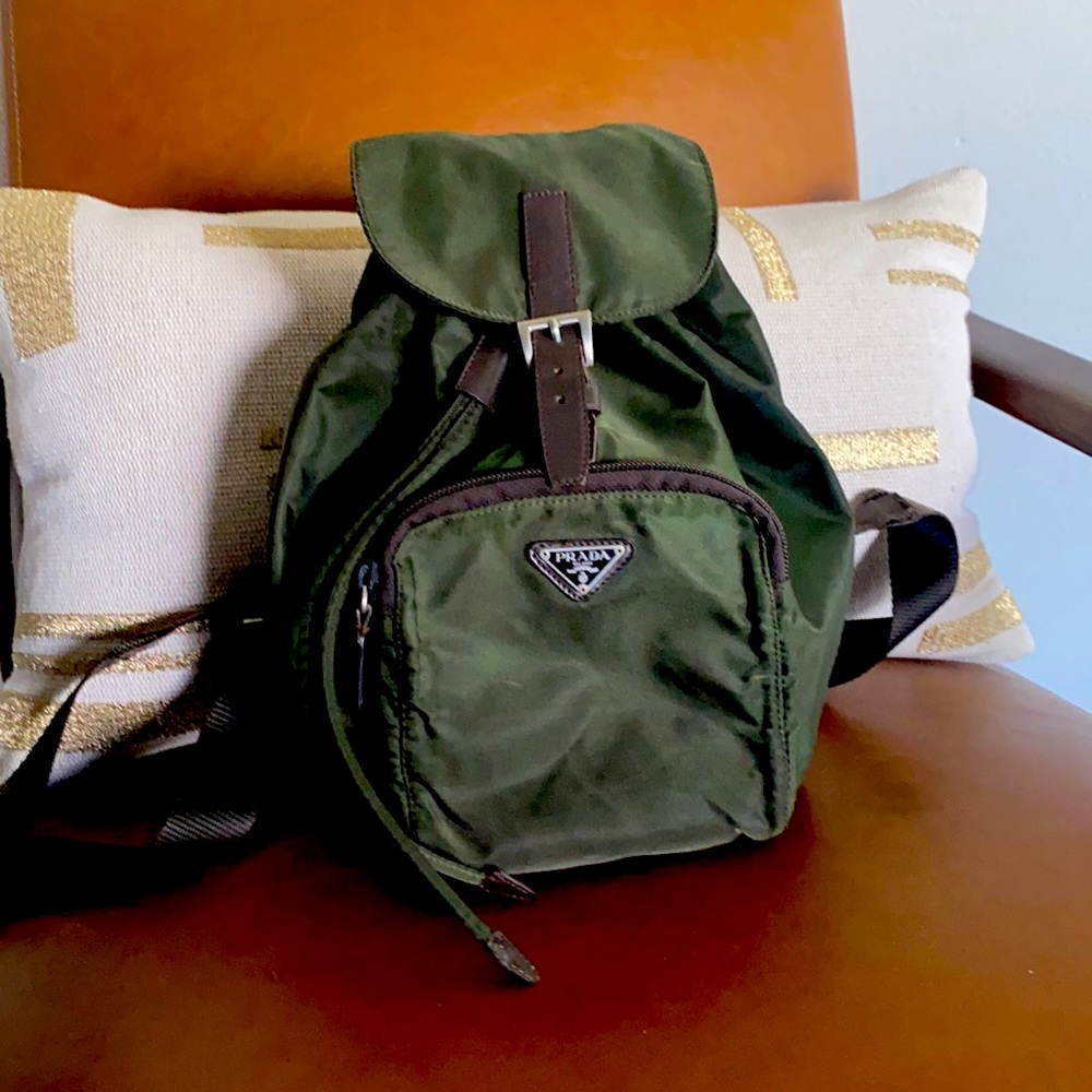 Prada Green Tessuto Nero Nylon Mini Backpack